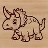 A detailed illustration of a triceratops, a prehistoric dinosaur with three distinctive horns.