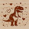 A prehistoric dinosaur with love hearts, vector graphic illustration.