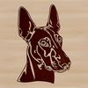 Vector Animal Portrait of a Doberman Pinscher A digital drawing of a Doberman Pinscher breed, suitable for various design applications.