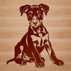 Sitting Doberman Pincher Breed Dog Design A detailed illustration of a sitting Doberman Pinscher breed dog, suitable as vector art for various designs.