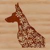 Doberman Portrait with Floral Accents Portrait of a Doberman Pinscher with ornate floral details.