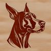 Doberman Pinscher Head Silhouette A high-quality vector illustration of a Doberman Pinscher's head, suitable for digital use in various formats.