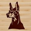 Detailed Doberman Pinscher Vector Art A detailed vector illustration of the head of a Doberman Pinscher dog breed.