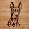 Vector Dog Head Design SVG File A detailed illustration of a Doberman Pinscher dog's head from multiple angles, suitable for vector art designs.