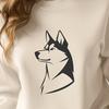 Beautiful Husky Clip Art Vector A vector graphic representation of a Husky animal with a clean line style design.