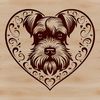 Adorable Ornate Dog Breed Illustration Small dog breed miniature schnauzer portrait with ornate details.