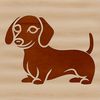 A cartoon dachshund standing on its hind legs, depicted in simple vector lines.