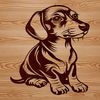 Vector Pooch Sitting Pretty Illustrated vector design of a Dachshund sitting on its haunches.