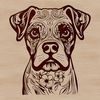 Beautiful Boxer Breed Head Illustration A detailed illustration of a Boxer dog's head with ornate features, suitable for various design projects.