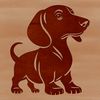 Happy Dachshund Silhouette A standing dachshund dog sitting on a grassy lawn, suitable for pet owners to edit in design software.