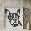 Boston Terrier SVG Illustration A high-quality SVG illustration of a Boston Terrier's head and face, suitable for various design projects.