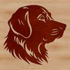 A golden-haired dog's head, ideal for clip art or vector design projects.