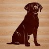 A digital illustration of a sitting Labrador Retriever, created as vector art.