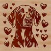 Heartwarming Dog Portrait in Vector Format A high-quality illustration of a Weimaraner with love hearts surrounding the dog.