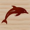 A stylized vector illustration of a dolphin in the ocean.