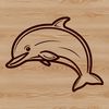 Underwater Icon Dolphin Silhouette A simple line drawing of a dolphin swimming in the ocean, making it ideal for use as vector art.
