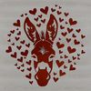 Stylized Donkey Head with Love Hearts A stylized illustration of a donkey's head featuring love hearts.