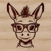 Adorable Donkey Silhouette with Glasses A cute donkey's head with a pair of glasses, depicted in vector art format.