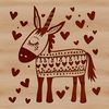 Donkey Silhouette with Heart Surrounds A donkey standing on four legs with love hearts surrounding its body.