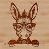 Donkey Peeking Out with Shades A donkey with glasses peeking out from behind something.