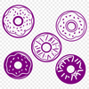 A round donut with frosting and sprinkles, suitable for food packaging or bakery designs.