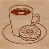 A stylized illustration of a donut on a white background.