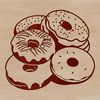 A stylized illustration of a ring-shaped pastry with glaze and sprinkles.