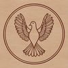 A stylized image of a white dove perched on a branch, ideal for use as clip art or a vector design element.