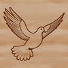 A digital illustration of a dove in flight.