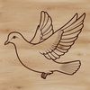 A simple illustration of a white dove perched on a branch, designed as vector art.