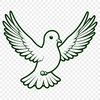 White Bird Silhouette with Outstretched Wings A white dove with outstretched wings and a peaceful expression.