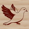 A detailed illustration of a white dove perched on a branch.