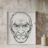 Mature Man Illustration Vector Graphic A detailed illustration of a mature male figure in a simple style, suitable for vector graphics and cutting machine designs.