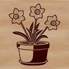 Illustrated daffodil flower in a pot, suitable for clip art design.