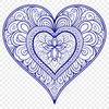 A colorful mandala design featuring a heart shape, suitable for vector editing in software like Illustrator or Procreate.