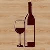 Simple Wine Design An SVG design featuring a single serving glass next to an empty wine bottle on a simple background.