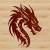 Colorful Dragon SVG Design A detailed digital illustration of a mythical creature's head with scales and wings.