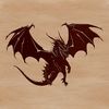A mythical dragon with scales and wings in bold, vector design.
