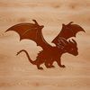 A mythical creature with scales and wings depicted in bold vector lines.