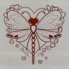 Vibrant Dragonfly Design with Heart-Shaped Wings A colorful dragonfly design with hearts incorporated into its wings.
