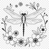 Vibrant Floral Dragonfly Design A colorful, floral-patterned dragonfly with intricate details and patterns, suitable for use in digital designs.