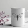 Iridescent Insect Art An illustration of a dragonfly in mid-flight, with its iridescent wings and slender body rendered in vector format.