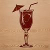 A illustration of a cocktail glass filled with a colorful drink.