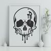 Free Dripping Skull Illustration A decorative dripping skull illustration suitable for Halloween-themed designs.