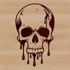 Gothic Skull Silhouette with Dripping Details A gothic-inspired vector illustration of a skull with dripping details, suitable for Halloween decorations or designs.