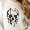 Free Halloween Clip Art SVG Design A skeletal skull with dripping liquid effects, suitable for Halloween-themed designs.