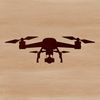 Flying Robot Vector Art A high-flying drone in flight over a landscape.