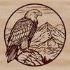 A majestic eagle perched on a branch, depicted in bold vector lines.