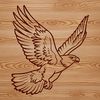 A majestic eagle in mid-flight, showcasing its impressive wingspan.