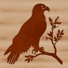 A majestic bird perched on a tree branch, depicted in a detailed vector illustration.